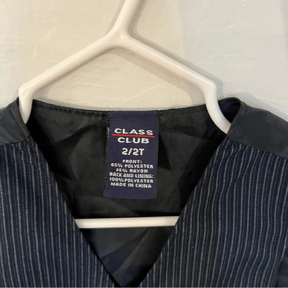 Kids Navy Blue Pinstripe Toddler Boy Suit Vest Size 2T